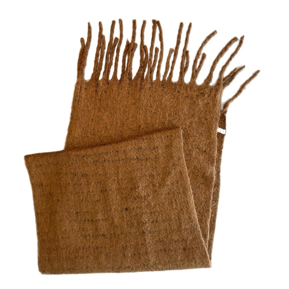 Urban Outfitters Brown Fringe Knit Scarf